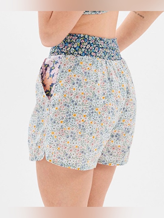 American Eagle Outfitters Pants - American Eagle Outfitters Floral Resort High-Waist Shorts in Light Blue and Navy